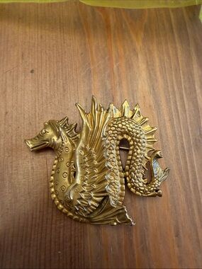 Gold Seahorse Scythian Dragon Brooch / Pendant - Women's Jewelry